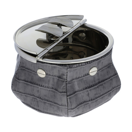 LAURENCE BEAN BAG ASHTRAY PRINTED CALFSKIN CROCODILE : GRAPHITE