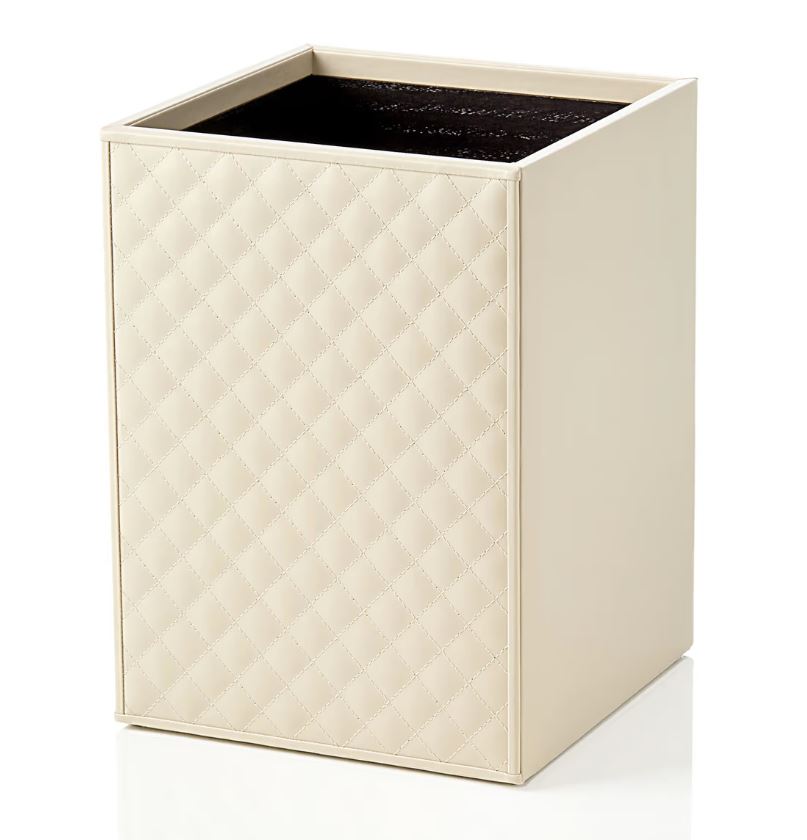 WASTE BASKET QUILTED LEATHER ON TWO SIDES - AVORIO