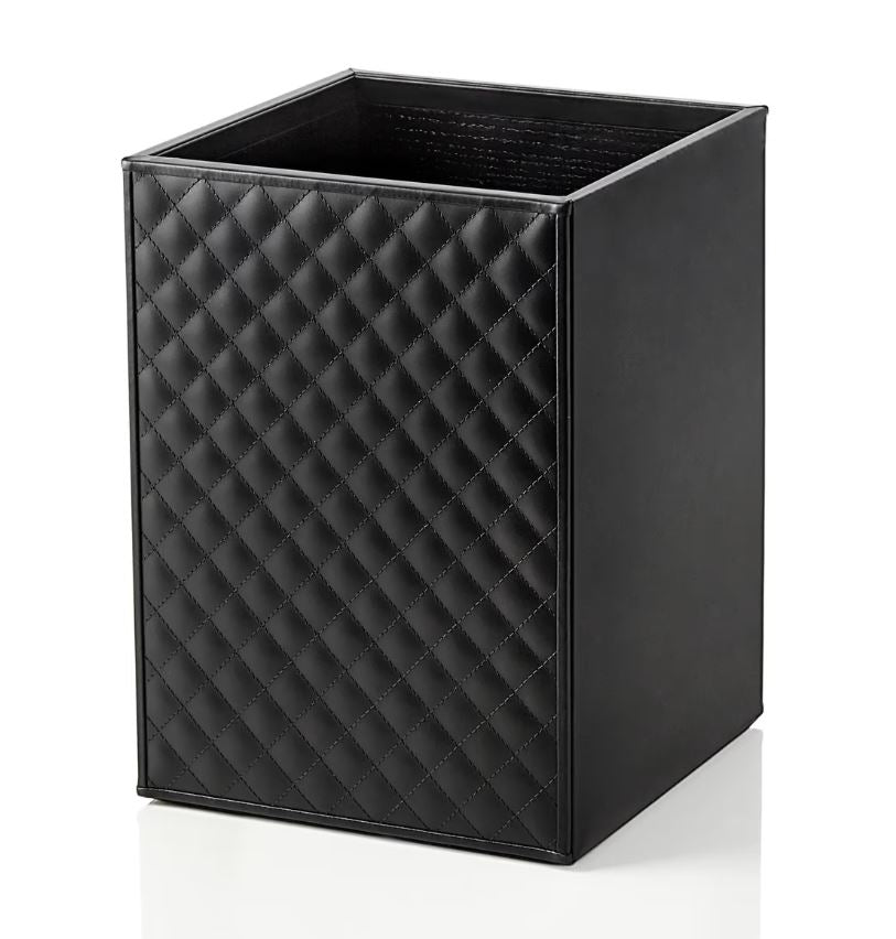 WASTE BASKET QUILTED LEATHER ON TWO SIDES - BLACK