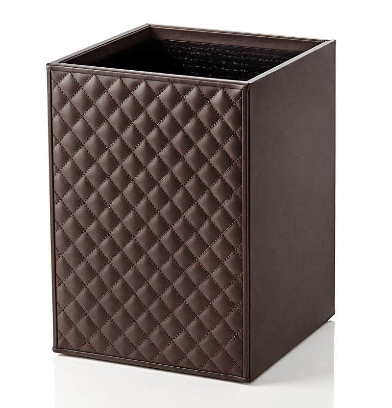 WASTE BASKET QUILTED LEATHER ON TWO SIDES - CHOCO