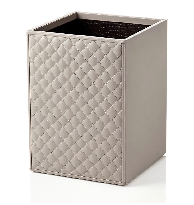 WASTE BASKET QUILTED LEATHER ON TWO SIDES - GREY