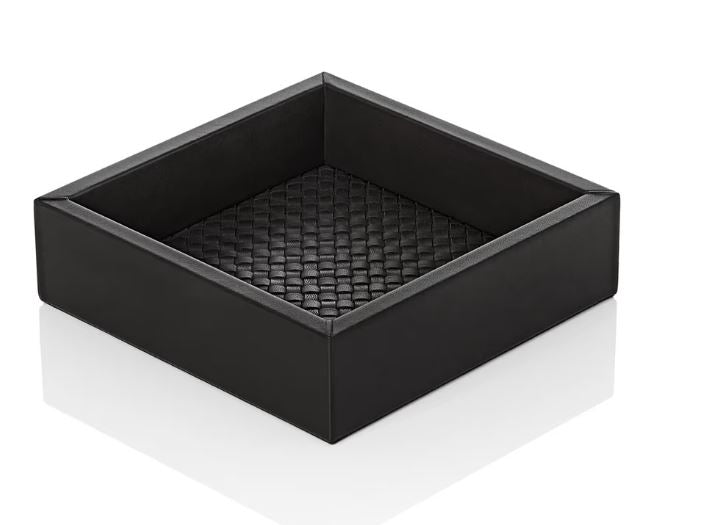 LEATHER TRAY PADDED HAND-WOVEN LINING BLACK