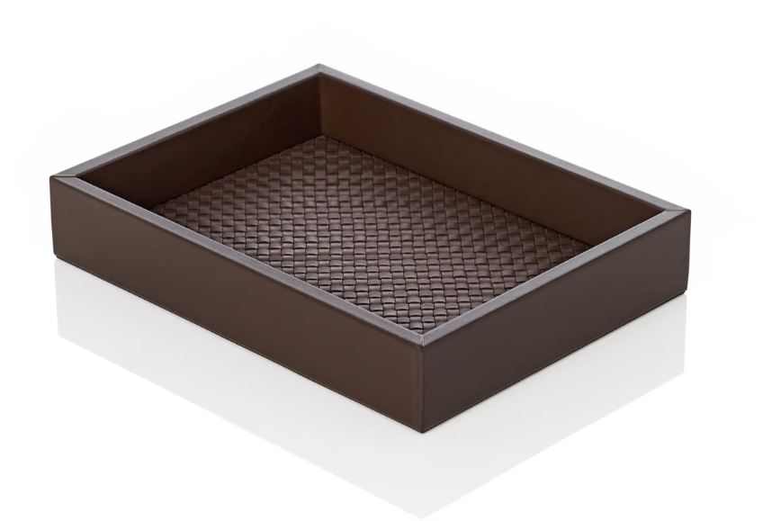 LEATHER PAPER TRAY PADDED - CHOCO