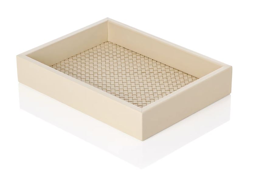 LEATHER PAPER TRAY PADDED - IVORY