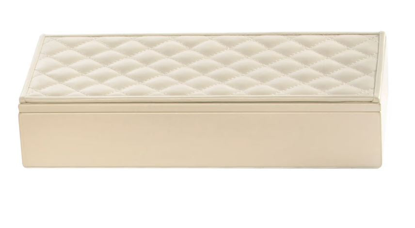 RECTANGULAR BOX QUILTED PADDED LEATHER AVORIO