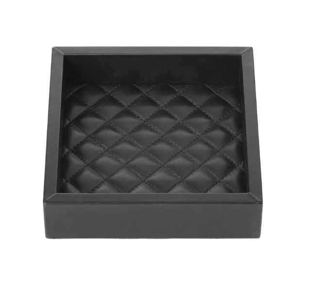 LEATHER TRAY QUILTED PADDED LINING BLACK