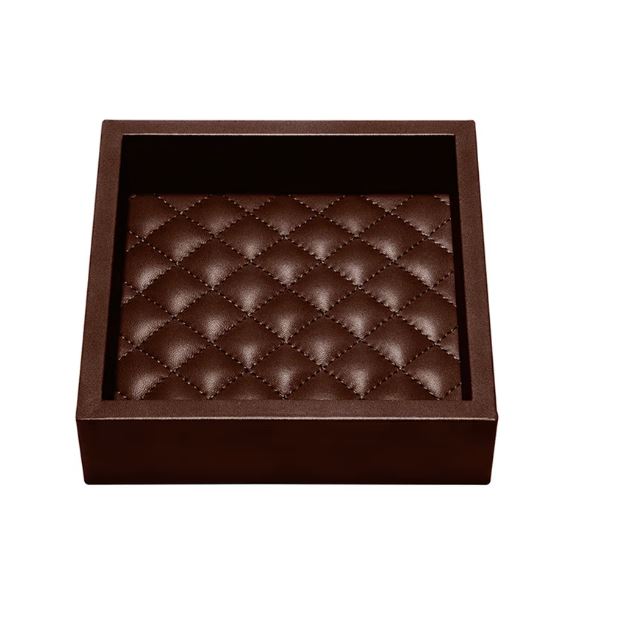 LEATHER TRAY QUILTED PADDED LINING CHOCO