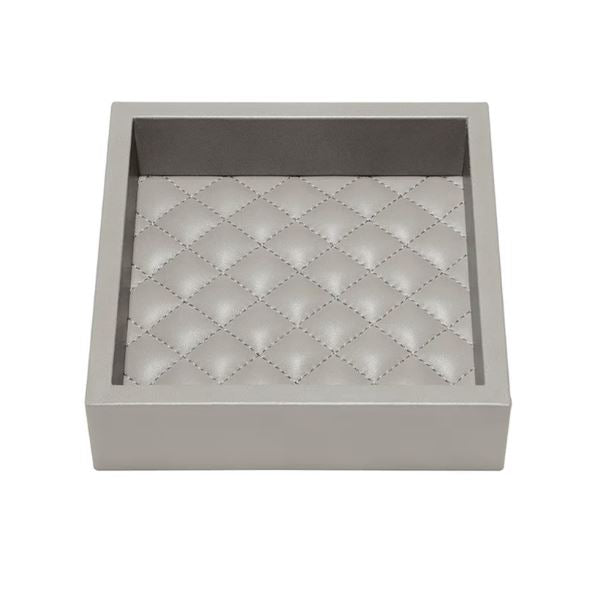 LEATHER TRAY QUILTED PADDED LINING GREY
