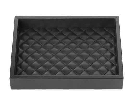 LEATHER PAPER TRAY QUILTED - BLACK