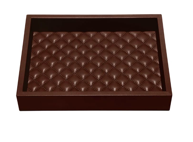 LEATHER PAPER TRAY QUILTED - CHOCO