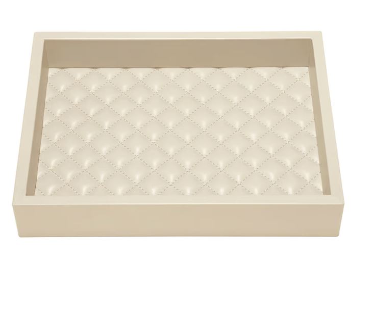 LEATHER PAPER TRAY QUILTED- IVORY