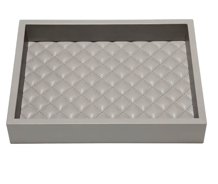 LEATHER PAPER TRAY QUILTED - GREY