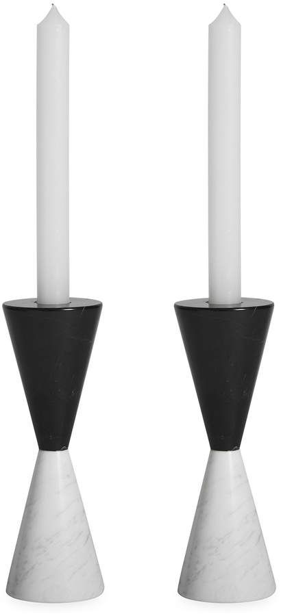 Canaan Candle Holder Black/White Marble