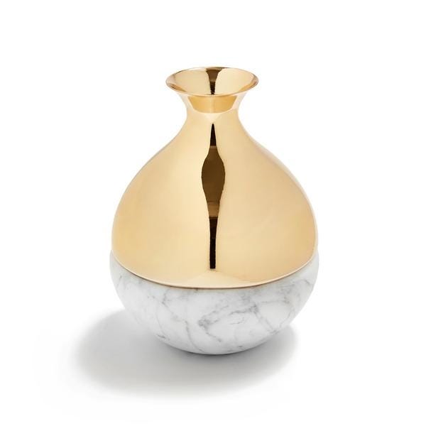 Dual Carrara Gold Bud Vase
