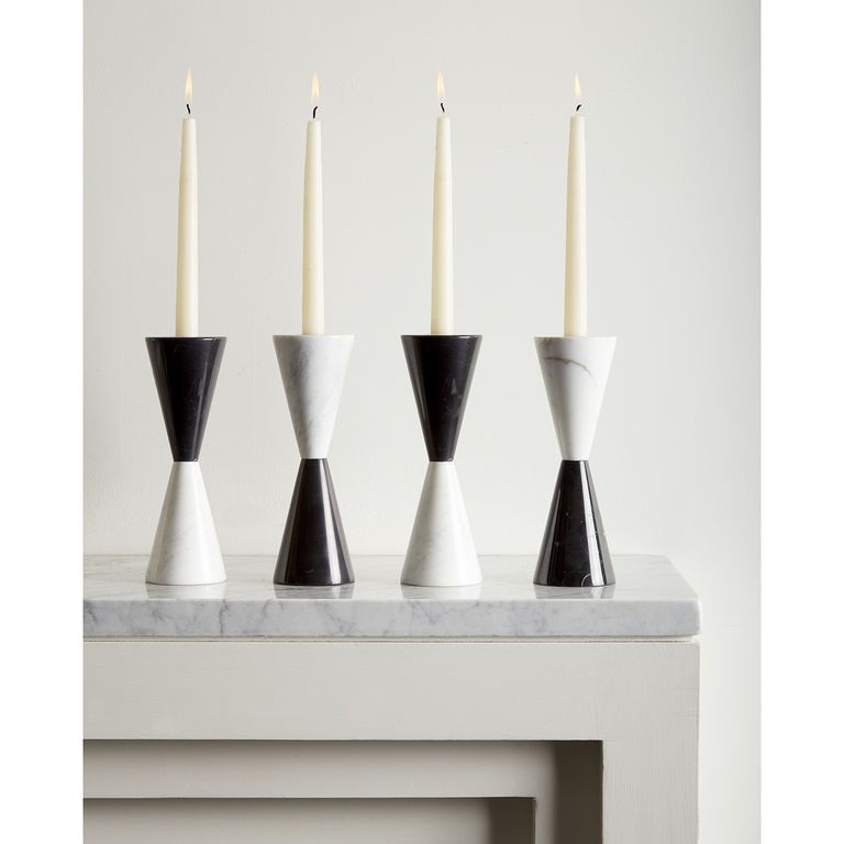 Canaan Candle Holder Black/White Marble