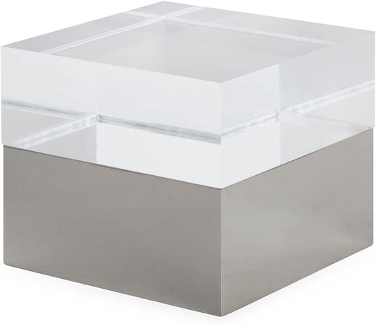 Monaco Square Box - Large - Clear & Polished Nickel