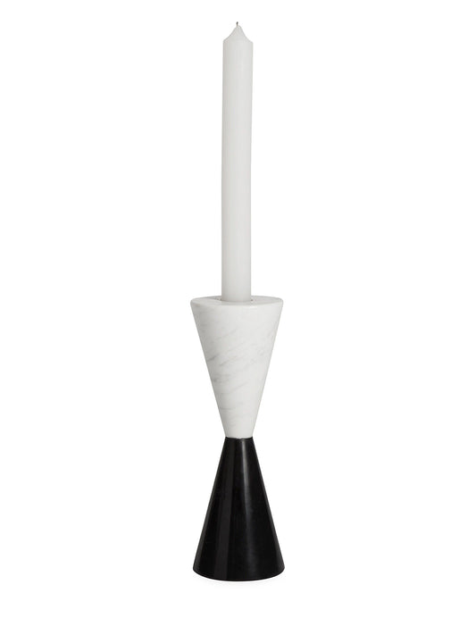 Canaan Candle Holder Black/White Marble