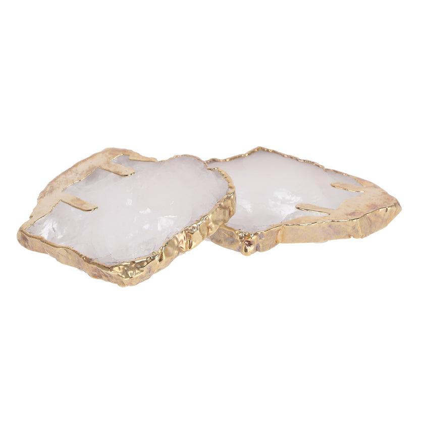 Drip Gemstone Coaster Set Crystal / Gold