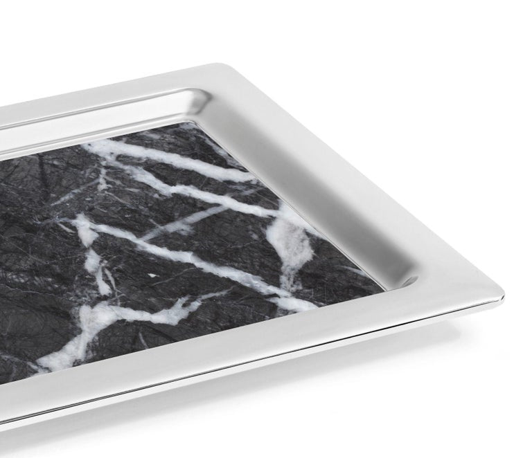 Dual Tray Marble Silver
