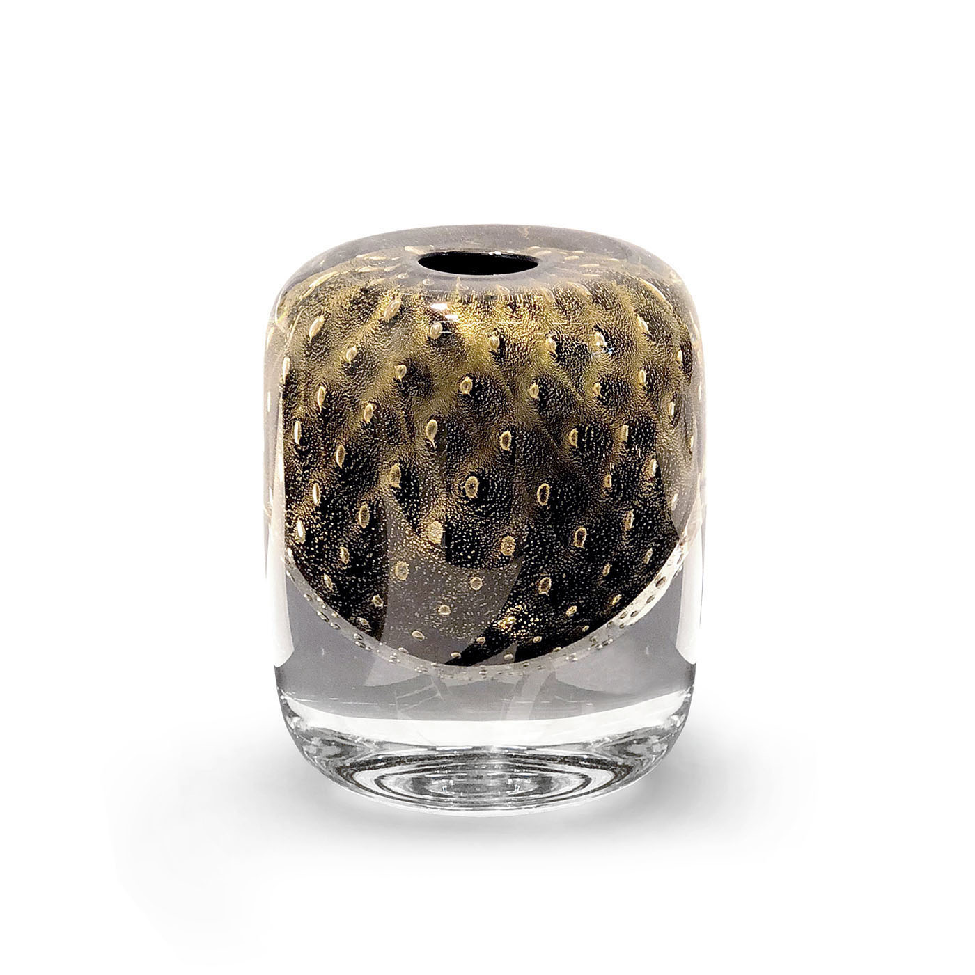 Balloton square vase black-gold by Seguso