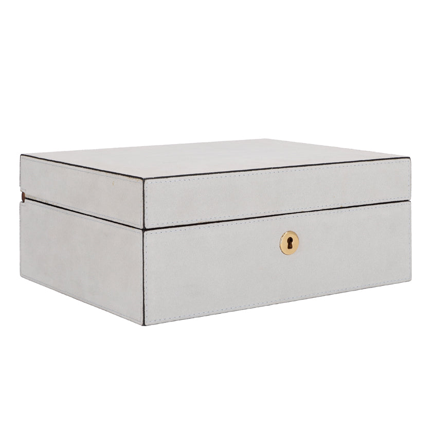 Gold Jewelry Box with Tray - White