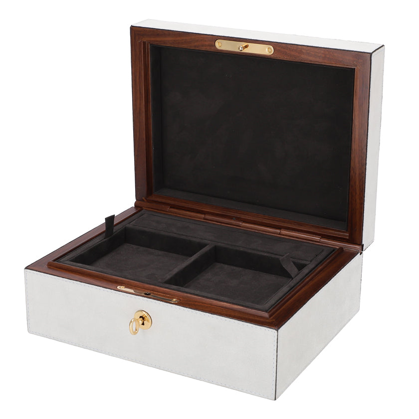 Gold Jewelry Box with Tray - White