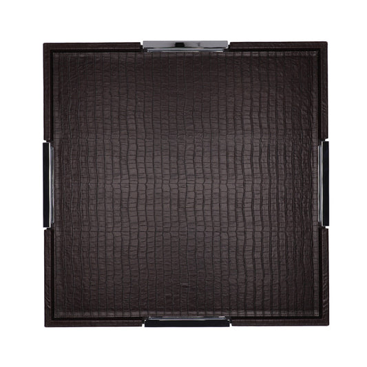 Roma Tray Square Large Printed Calfskin Crocodile