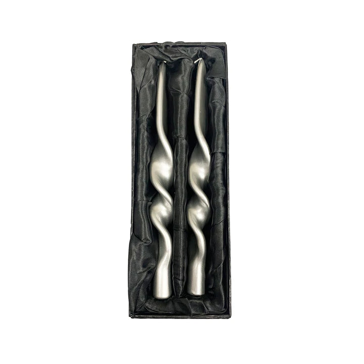 Twisted taper Candles, Set of 2 - Argento-silver