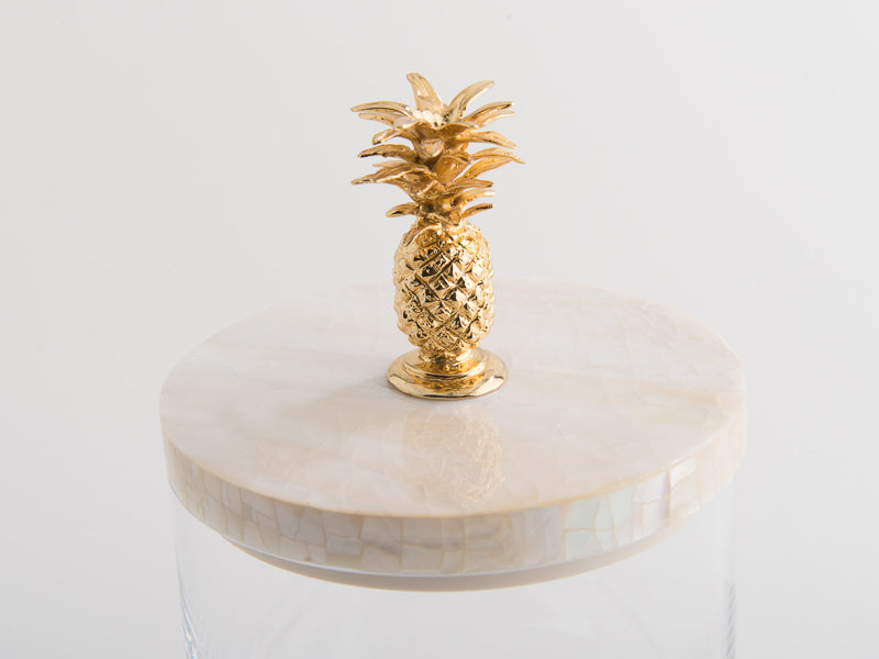 Glass Jar with Gold Pineapple