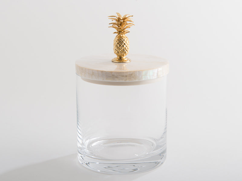 Glass Jar with Gold Pineapple