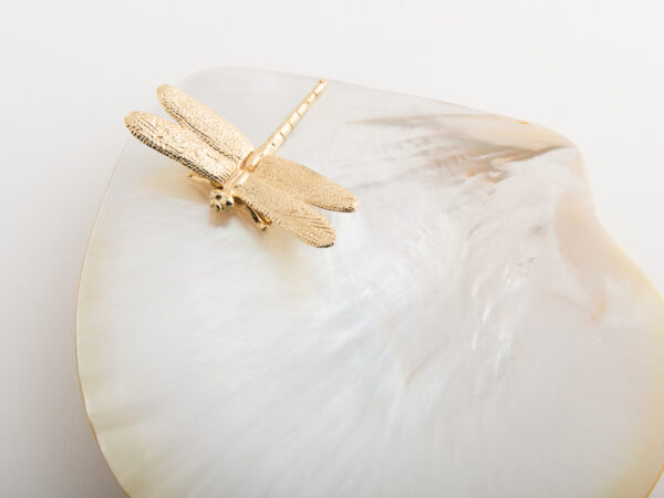 Dragonfly Mother of Pearl Plate - Gold