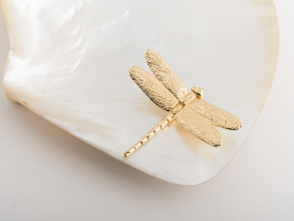 Dragonfly Mother of Pearl Plate - Gold