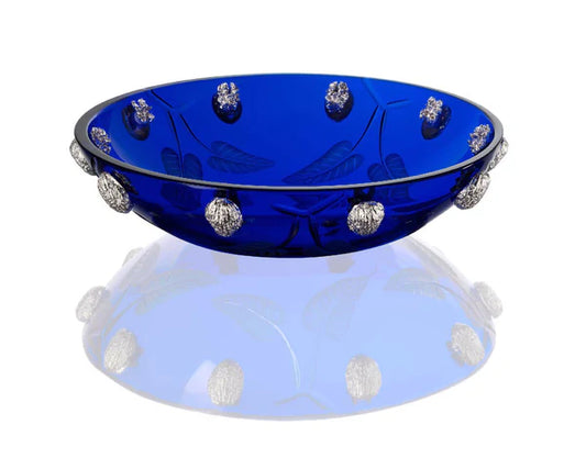 Purpose blue bowl with nickel walnuts