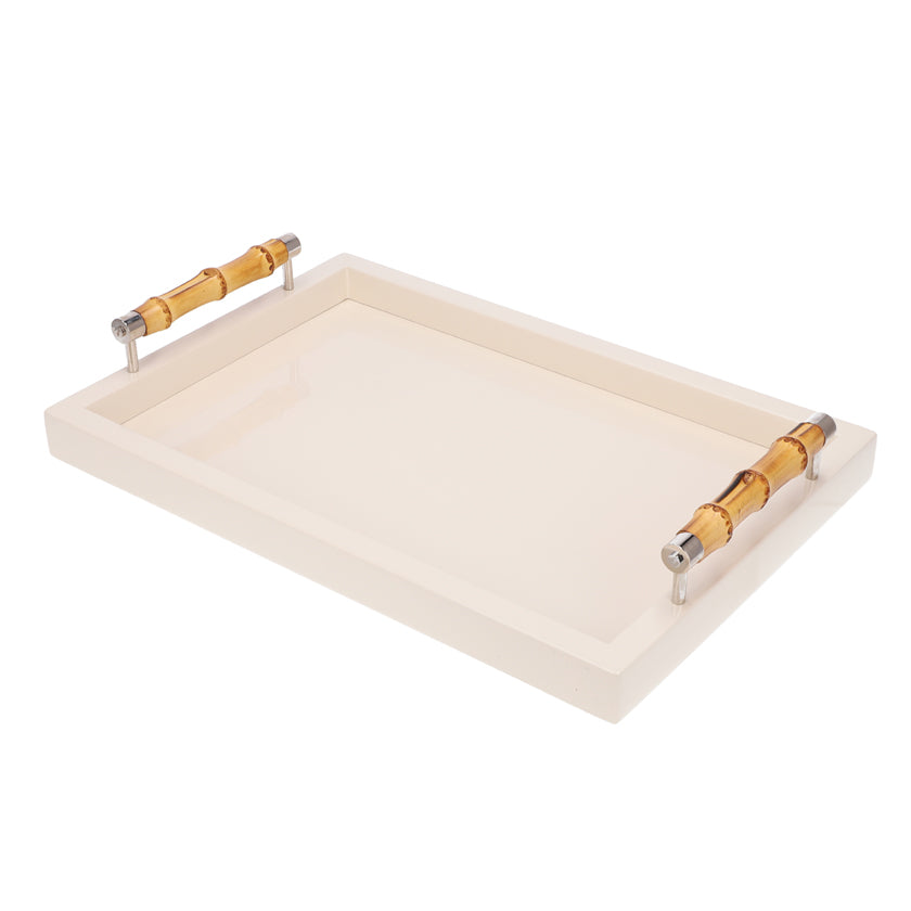 Lacquered tray - small Bamboo handle