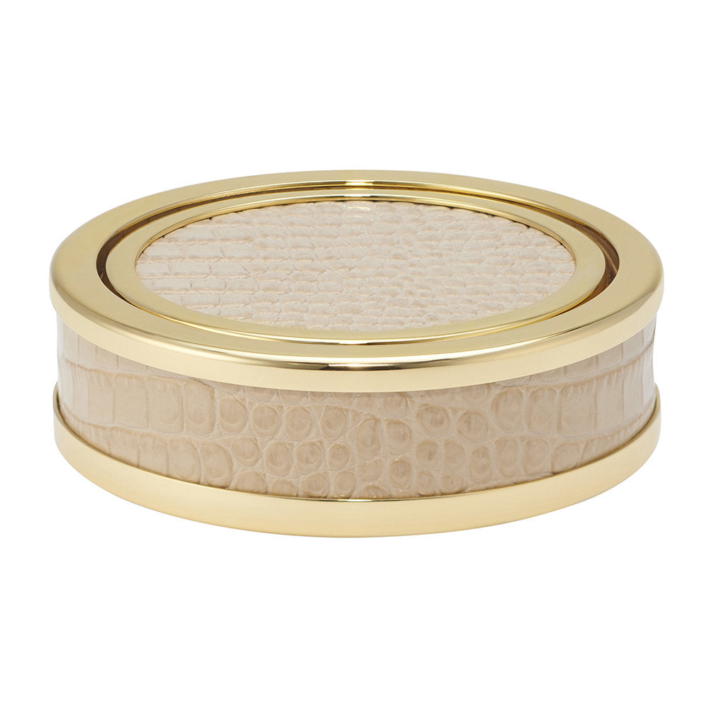 Colette Croc Leather Coaster - Fawn - Set of 4