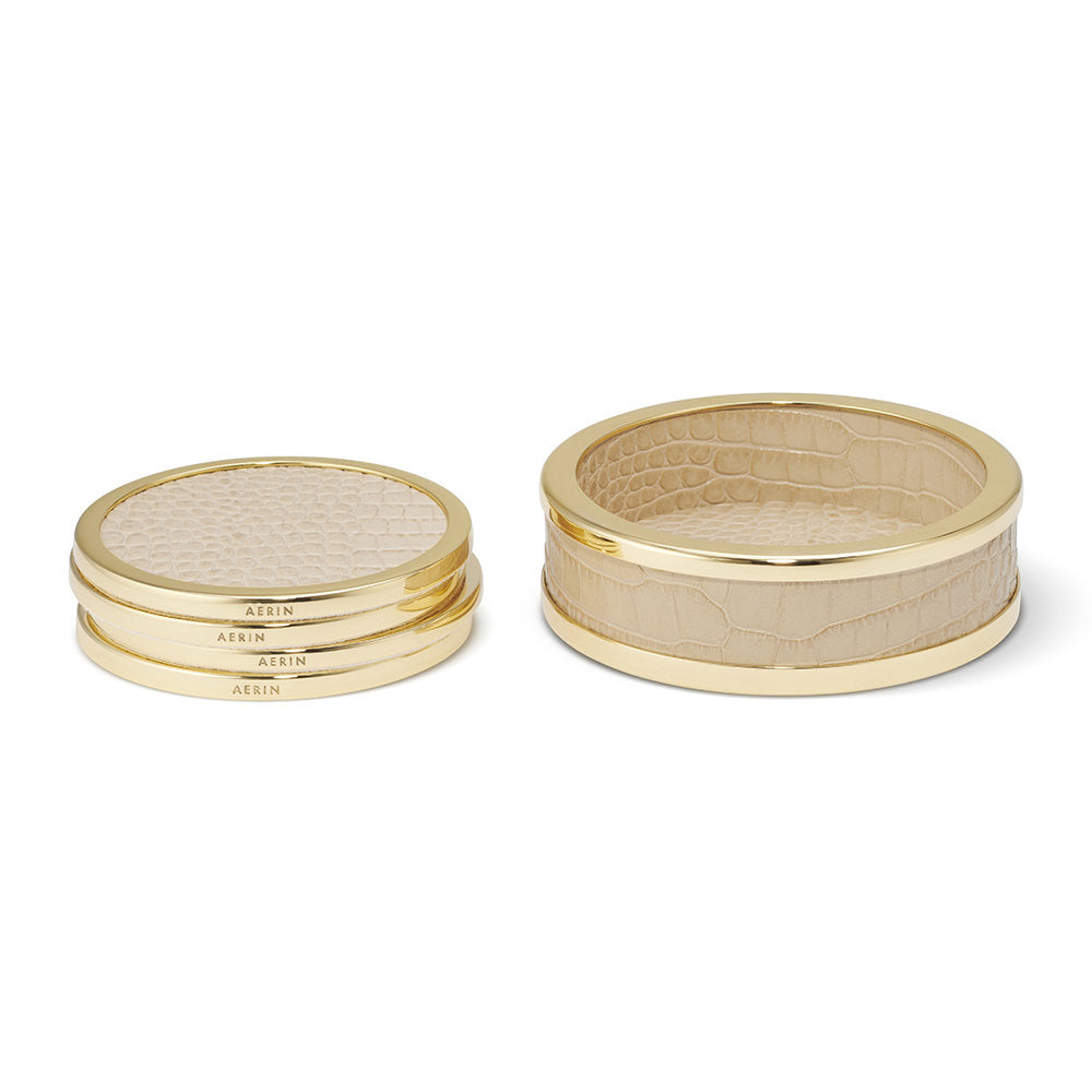 Colette Croc Leather Coaster - Fawn - Set of 4