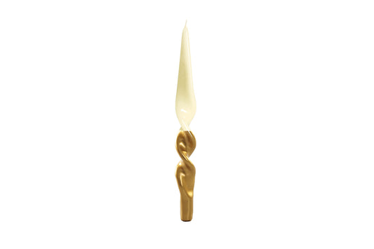 Twisted Taper Candles, Set of 2- Avorio/oro-cream/gold