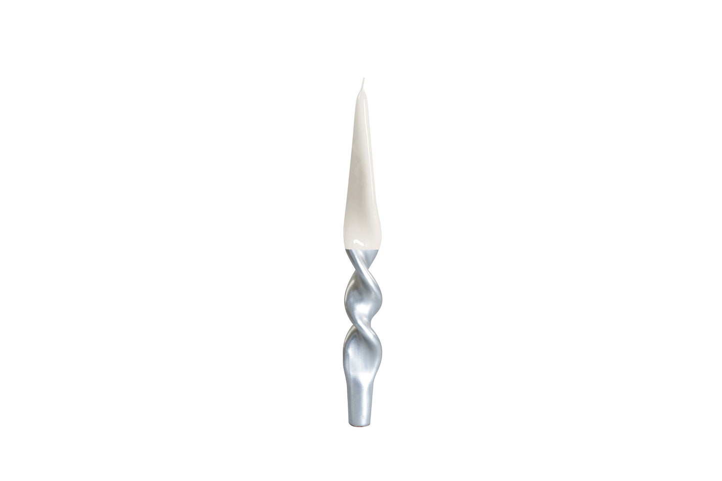 Twisted Taper Candles, Set of 2 - Bianco/argento-white/silver