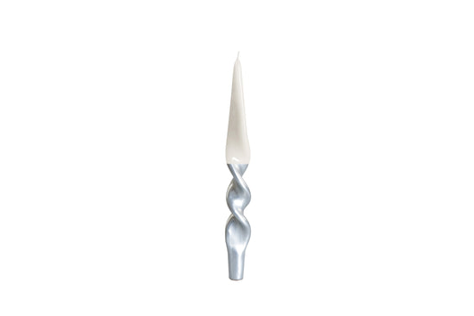 Twisted Taper Candles, Set of 2 - Bianco/argento-white/silver