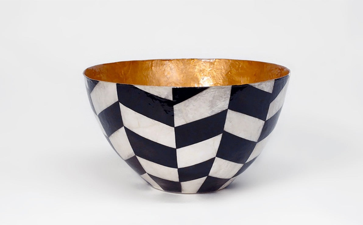 Mother-of-Pearl Herringbone Salad Bowl - Small