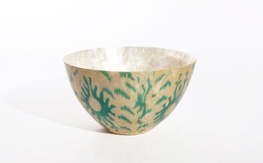 Turquoise Pattern Mother-of-Pearl Salad Bowl - Medium