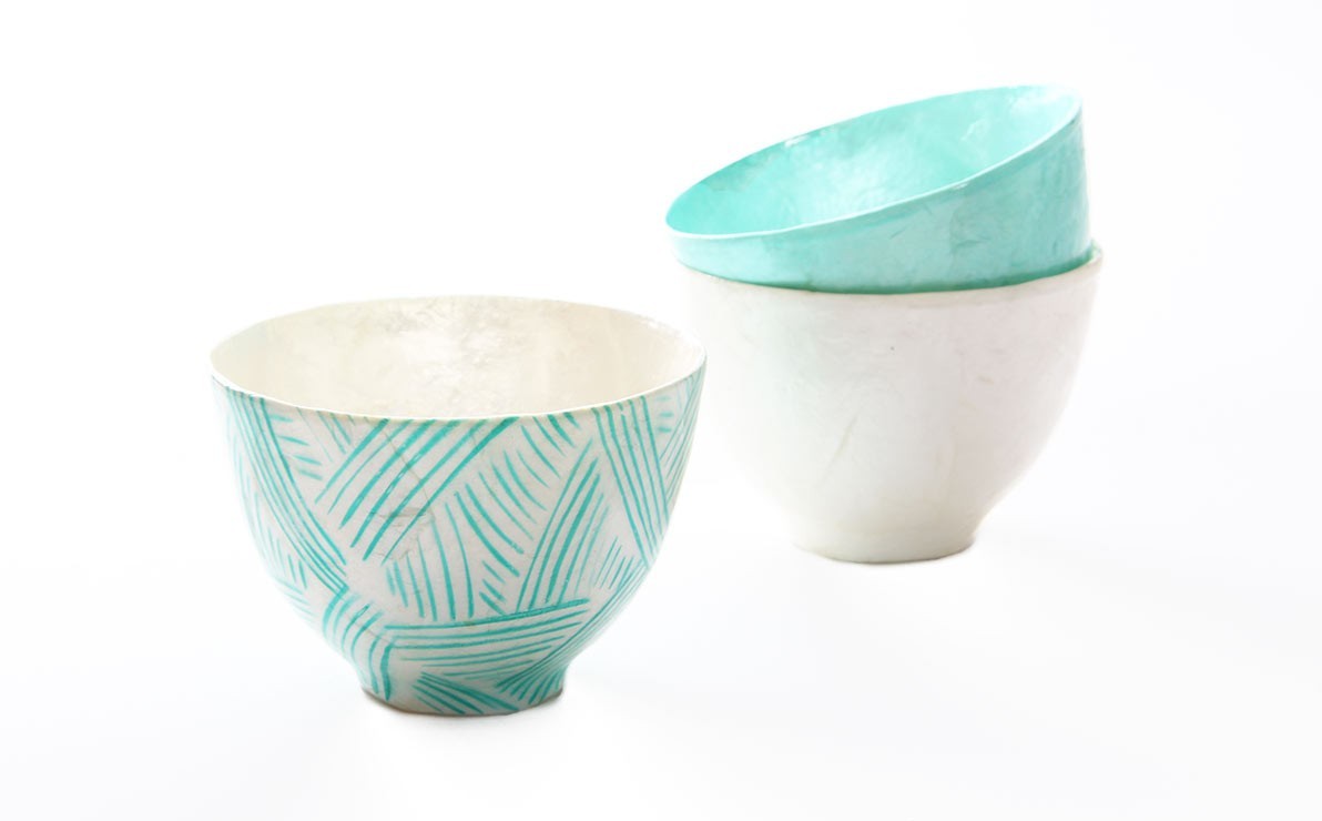 Graphic Turquoise Pattern Mother of Pearl Cup