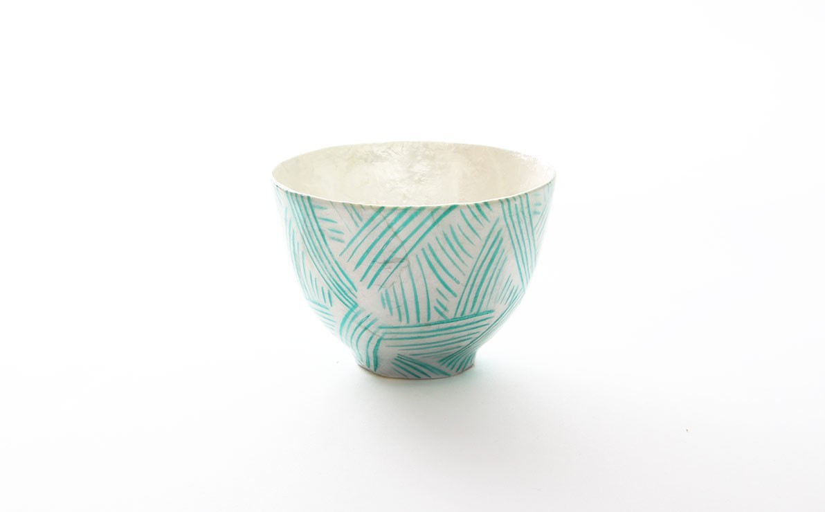 Graphic Turquoise Pattern Mother of Pearl Cup